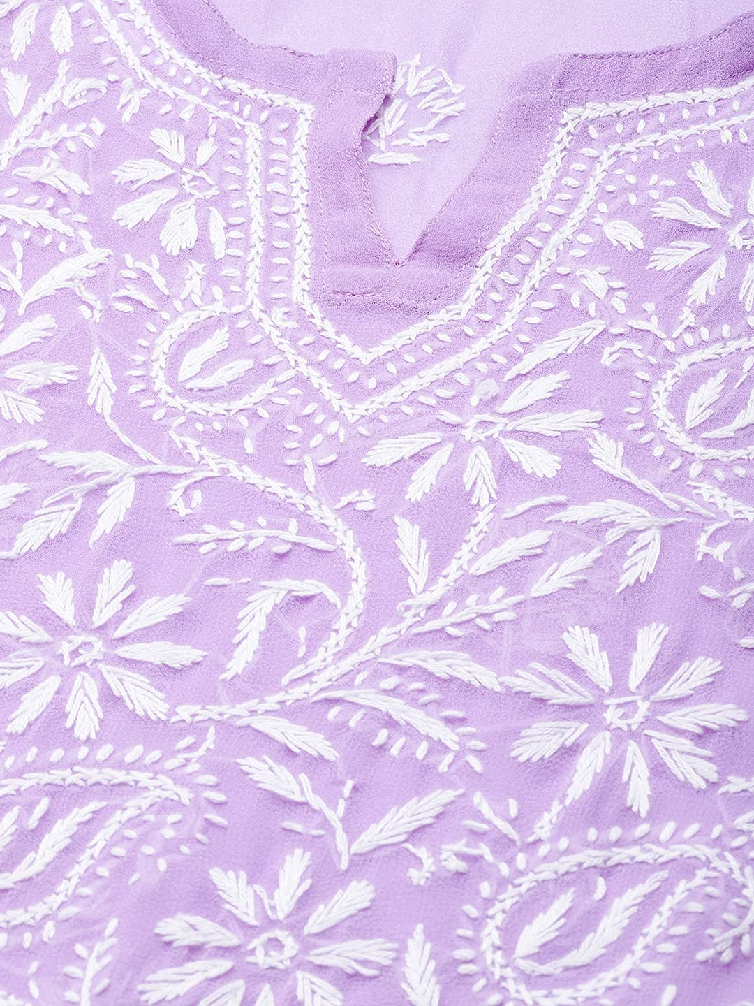 Ada Lucknowi Hand Embroidered Traditional Chikankari Georgette Kurta Kurti with Slip for Women