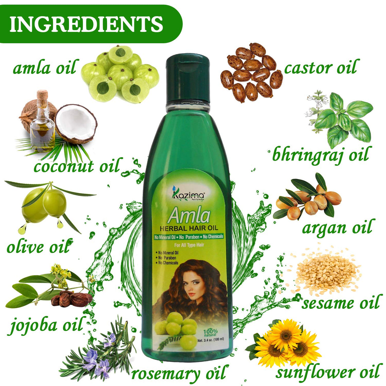 KAZIMA Amla Herbal Hair Oil Ideal For Hair Fall Repair Oil & Hair Fall Controll (100ML) (Pack of 2)