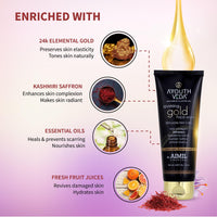 Ayouthveda Sparkling 100 ml Gold Face Wash With 24k Gold & Saffron | Face Wash for Glowing Skin Men and Women | Suitable for Normal & Dry Skin (Pack of 3;100ml each)