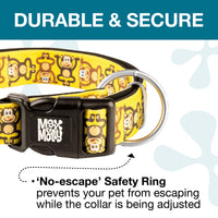 Max & Molly Soft Padded Neoprene Dog Collar w/Smart ID Gotcha! QR Pet Safety Tag, Durable, Waterproof, Anti-Stink, Machine Washable Collar for Dogs, Monkeys Pattern, L