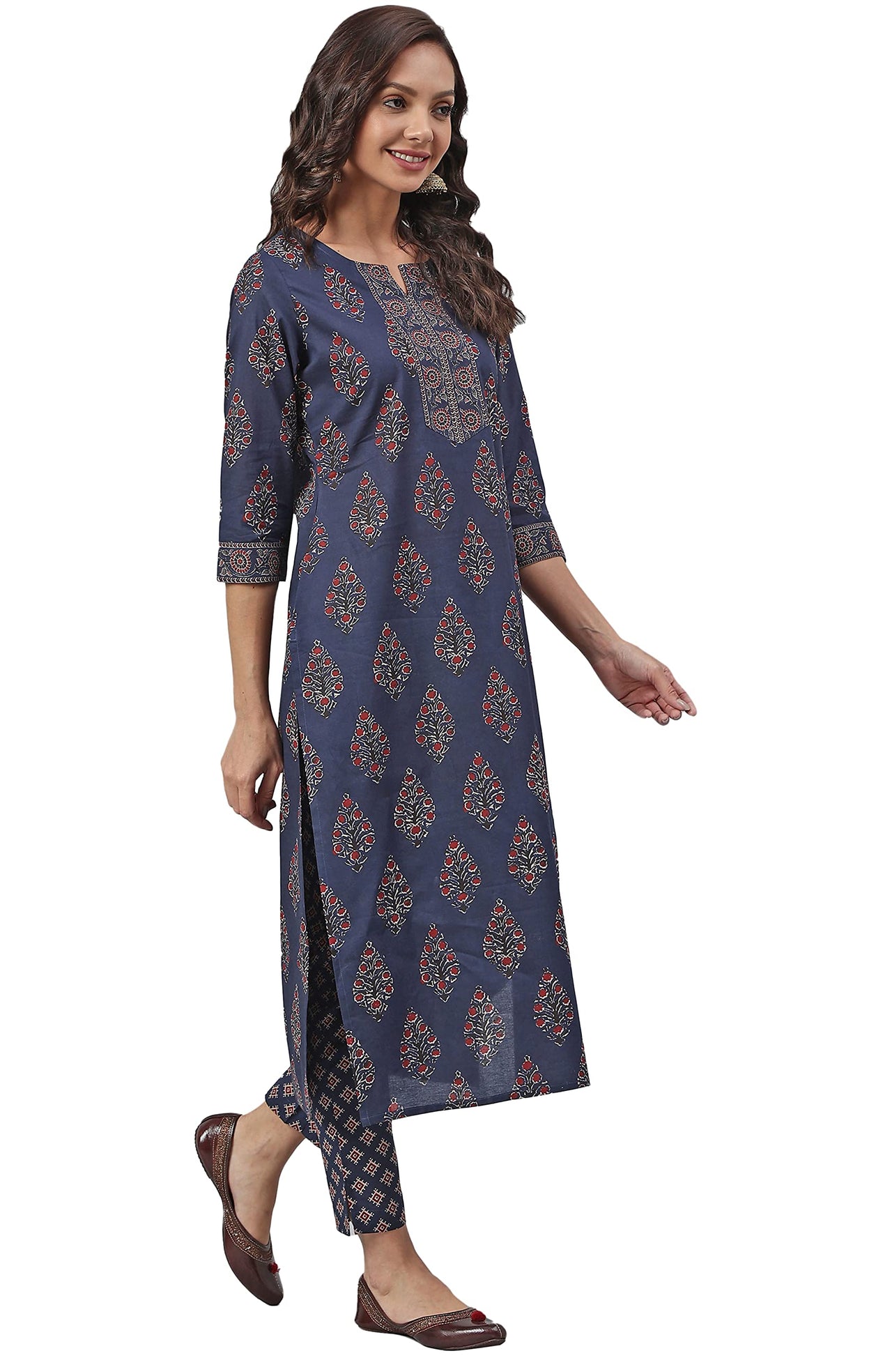 Janasya Women's  Cotton Straight Kurta with Pant 3XL