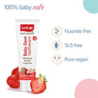 LuvLap Naturals 100% Natural Baby Toothpaste 100G,Strawberry Flavour,SLS&Fluoride Free Kids Toothpaste,Removes Plaque,Prevents Bacteria,Ensures White Teeth,Neutral Ph,12M+ (Pack of 2)