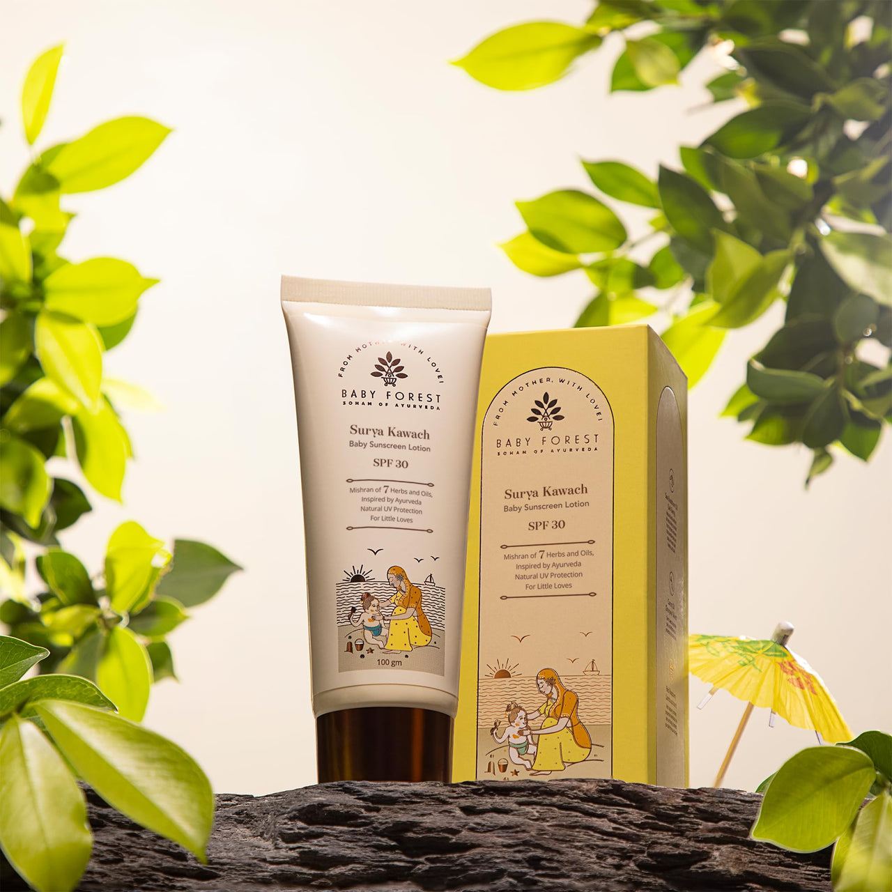 Baby Forest Surya Kawach Baby Sunscreen Lotion | Kids Sunscreen with SPF 30 | Paraben Free | Kids Sunscreen Lotion for Summer | Ideal for 1-8 yrs | 100 gm