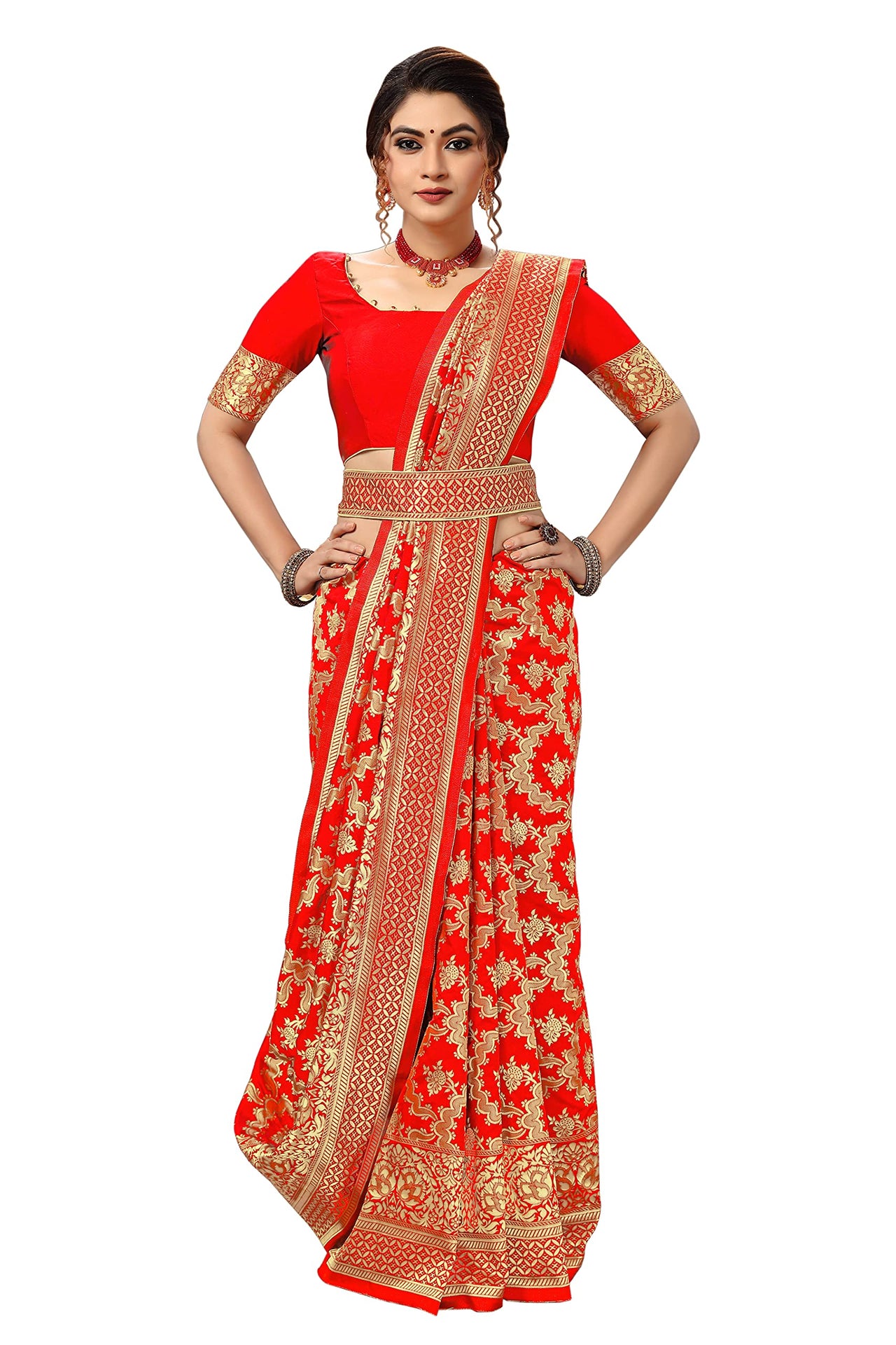 Nivah Fashion Women's  Banarasi Art Silk Saree with Blouse Piece