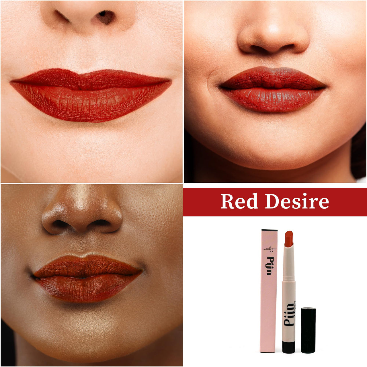 Pijn Luxe Comfy Matt Lipstick Red Desire | 12HR Long-Lasting, Smudge-Proof & Waterproof | Lightweight, Smooth Matte Finish With Vitamin E & Lip Repair | Lipstick for Women