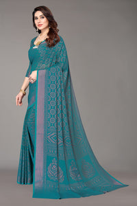 Winza Designer Women's  Chiffon Brasso Printed Saree with Blouse Piece (WDP Brasso Malini W)