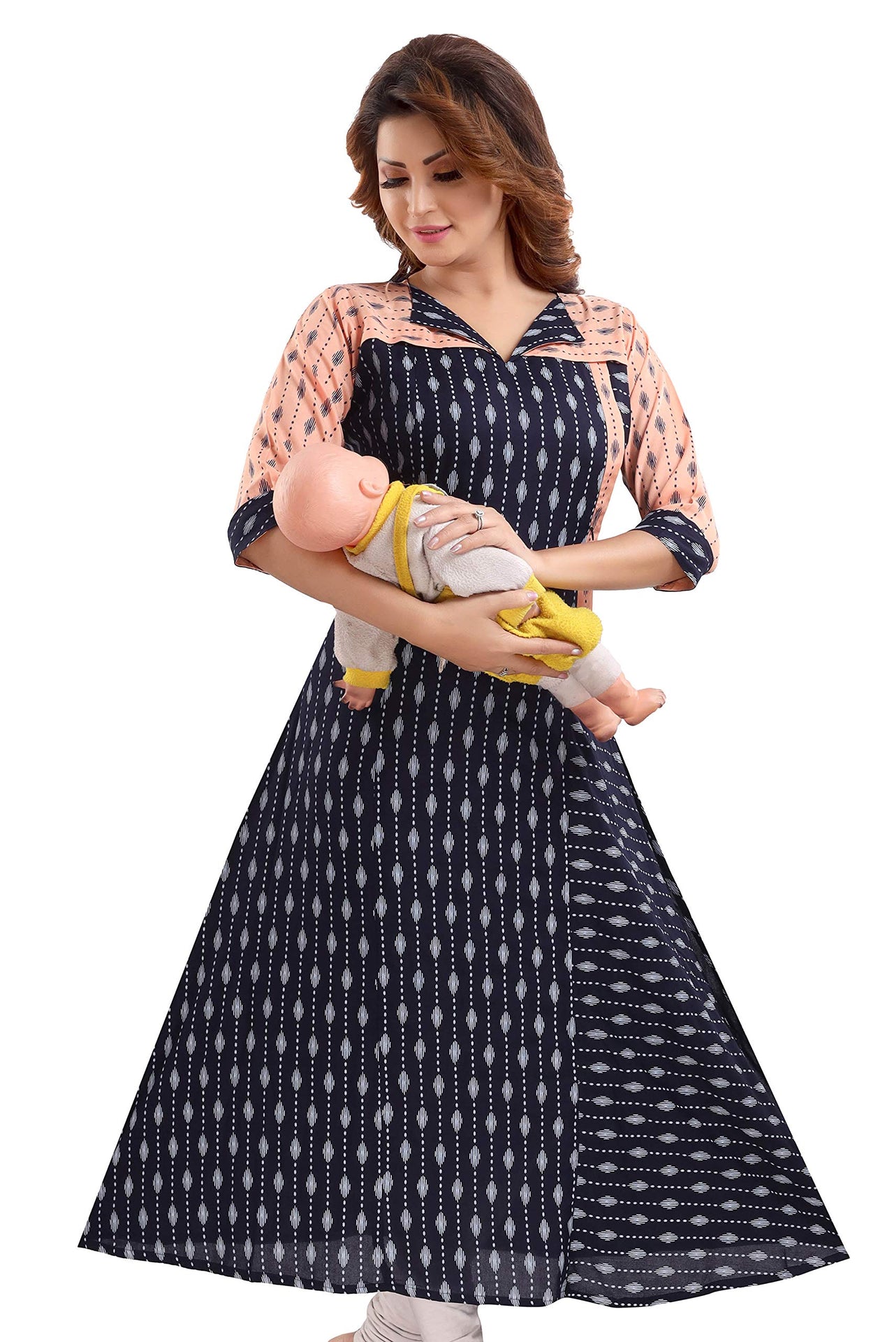 Priscilla RAYON COTTON FEEDING KURTIS FOR WOMEN WITH ZIPPERS