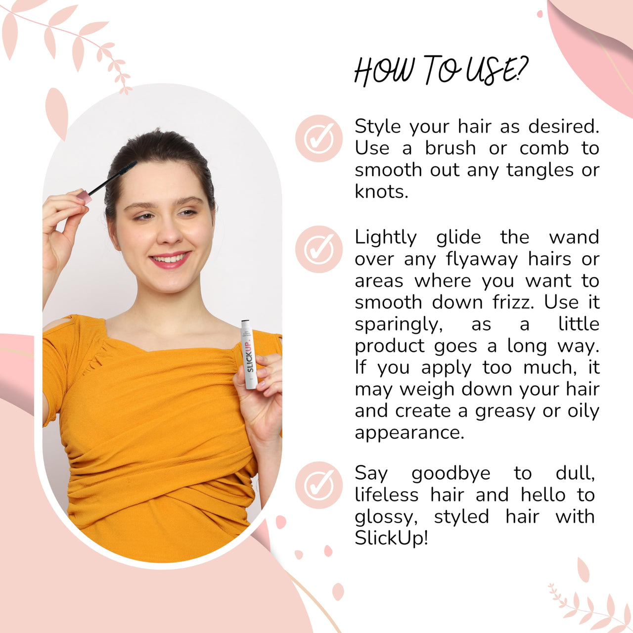 SLICKUP Anti Flyaway Hair Wand Pack Of 2, Hair Finishing Stick for Frizzy Hair, Sleek Hair Stick for Women, Flyaway Hair Stick, Hair Stick for Women, Baby Hair Fixer, Hair Setting & Fixing Stick, Pack of 2