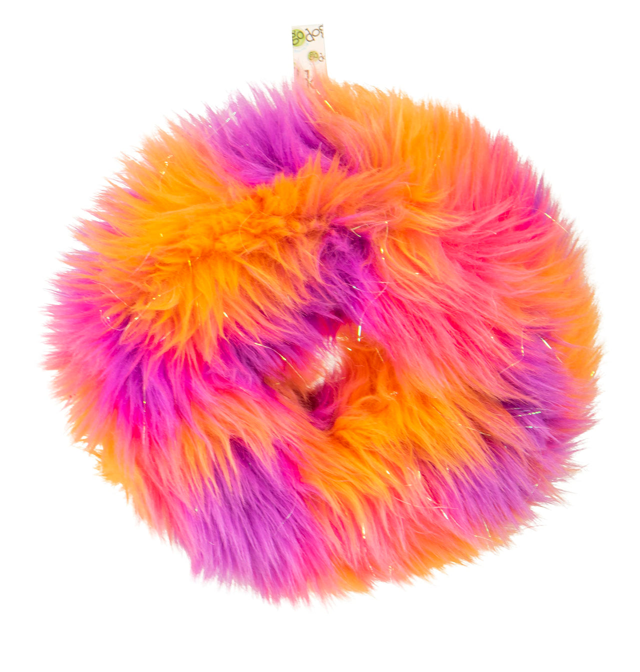 goDog Furballz Ring Squeaky Plush Dog Toy, Chew Guard Technology - Warm Rainbow, Large Furballz Ring (Warm Rainbow)