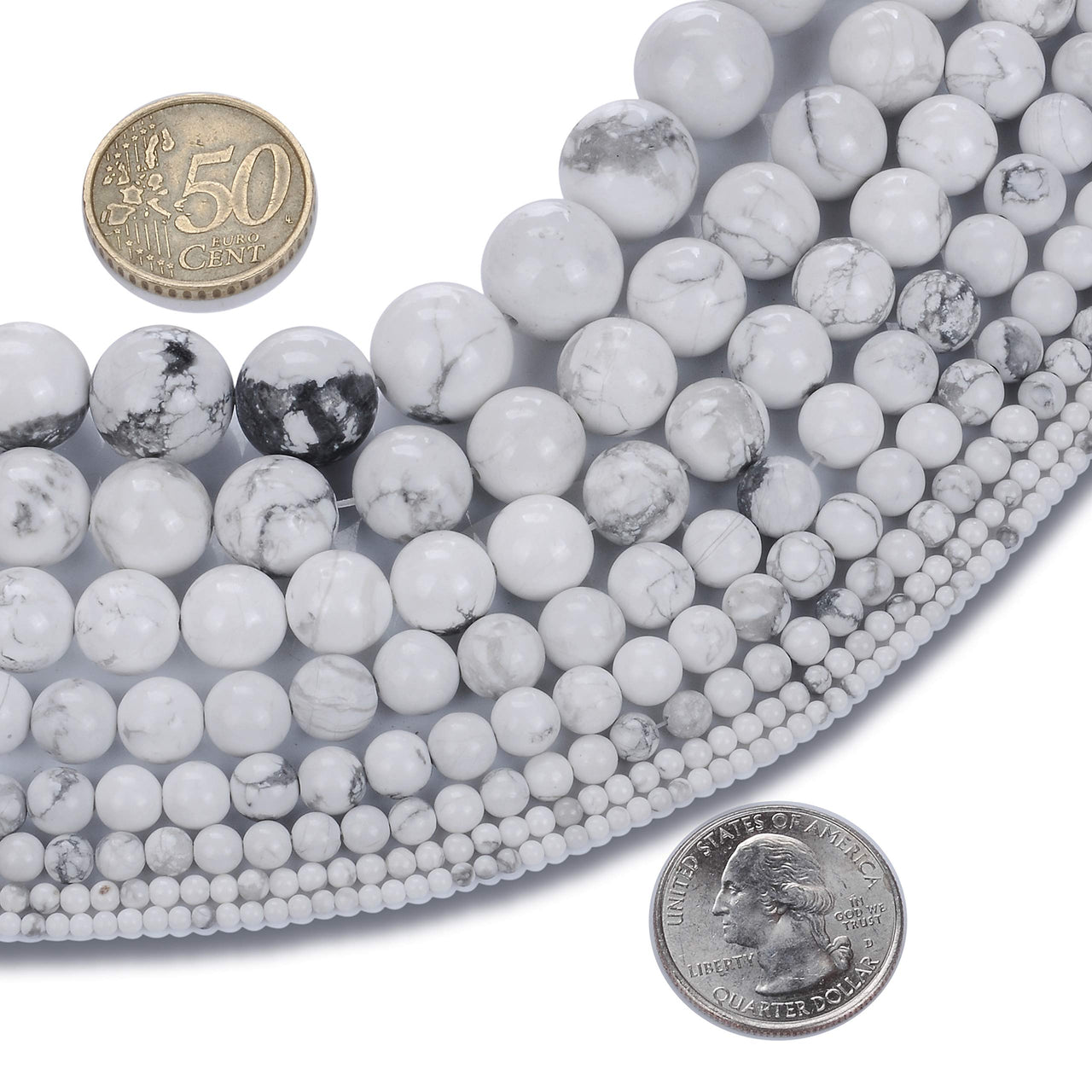 Natural Stone Beads 8mm White Howlite Gemstone Round Loose Beads Crystal Energy Stone Healing Power for Jewelry Making DIY,1 Strand 15"