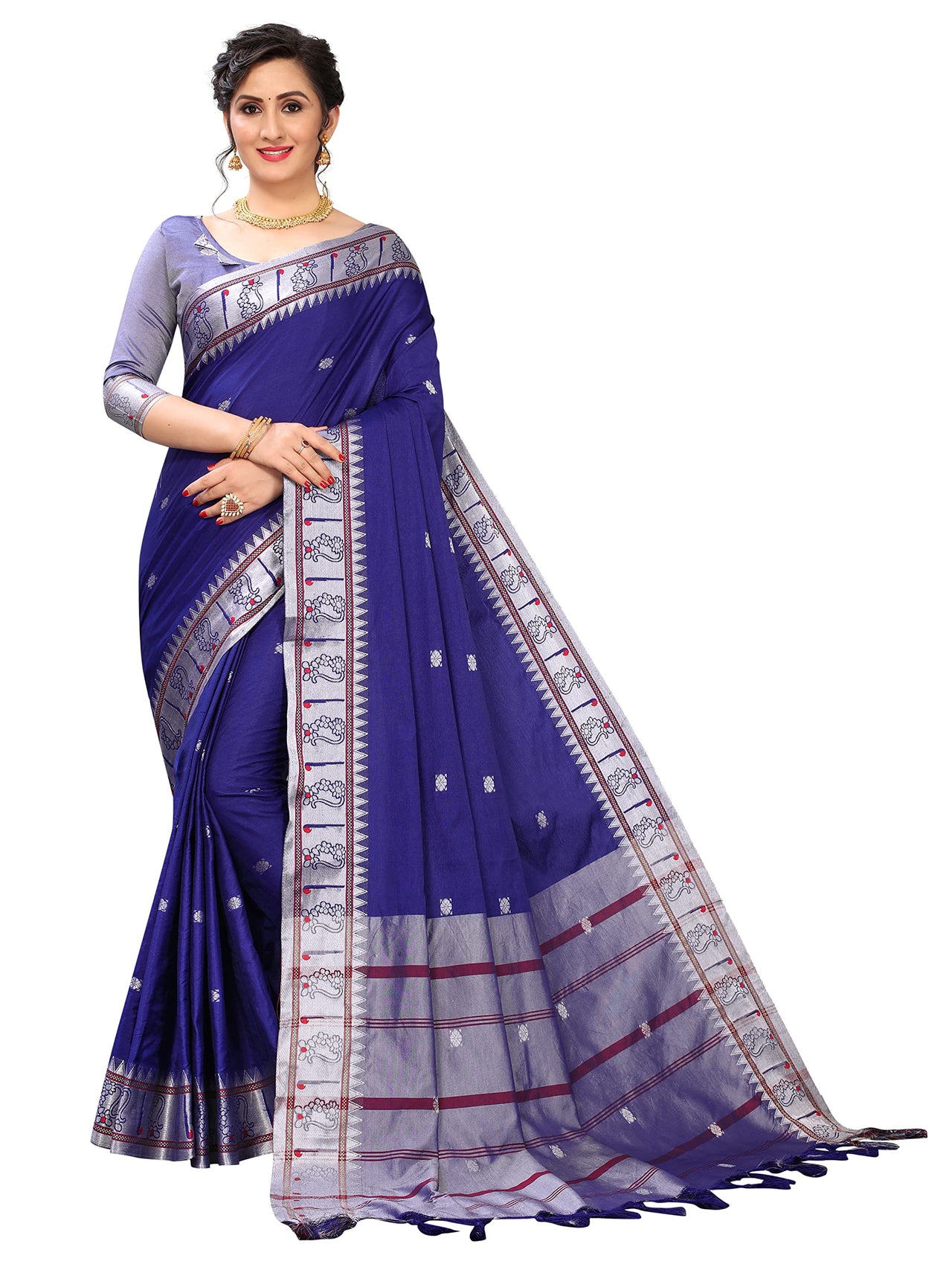 Regolith Designer Sarees for women banarasi silk saree with fancy saree Un-stitched blouse Pieces