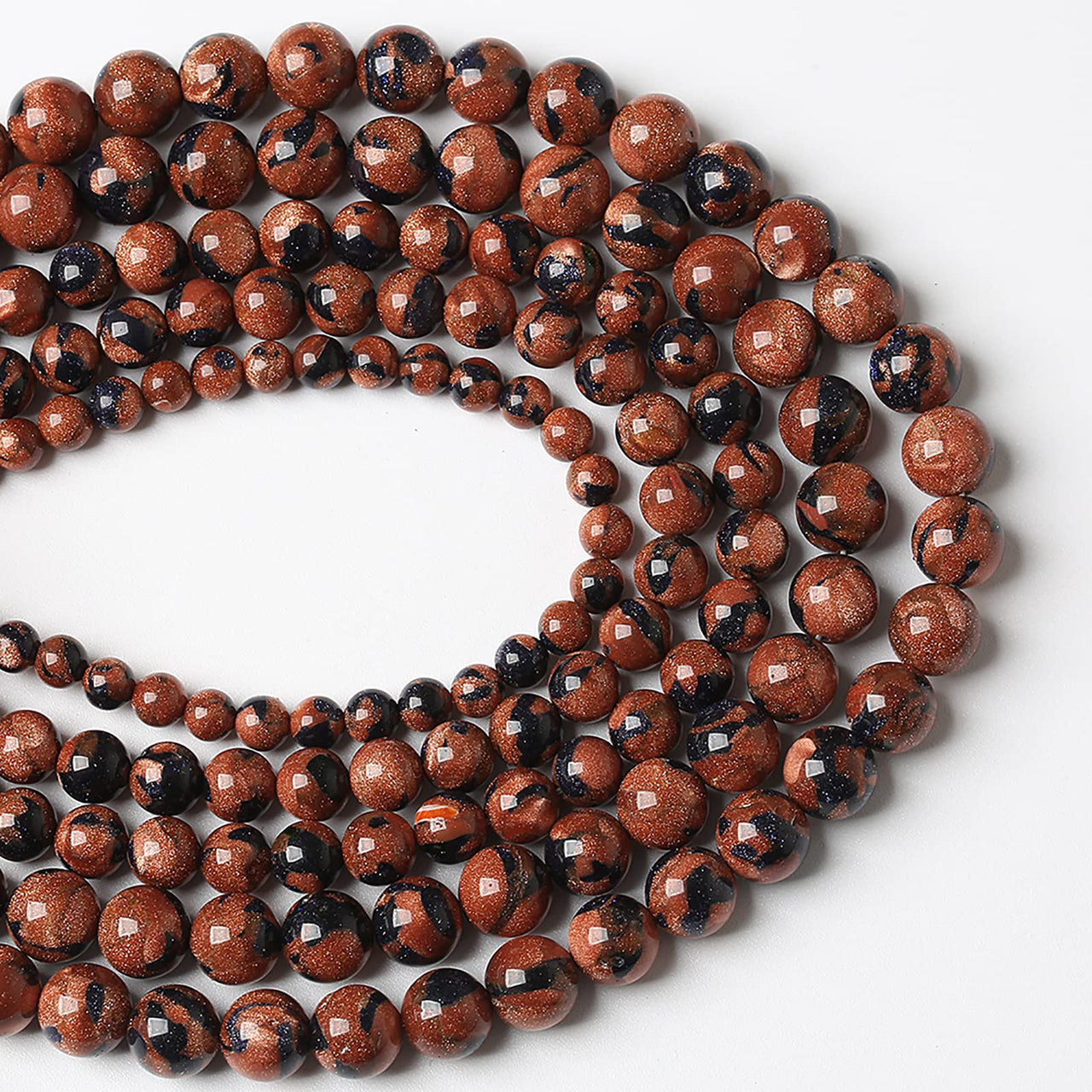 45pcs 8mm Starry Bicolor Sandstone Beads Natural Round Loose Spacer Beads for Jewelry Making DIY Bracelets Crystal Energy Healing Power Stone