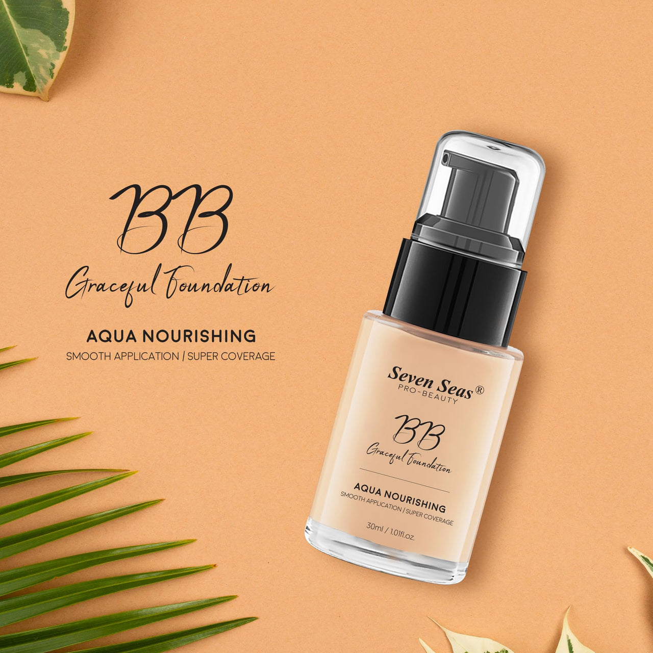 Seven Seas BB Gracefull Foundation | Aqua Nourishing for Face Makeup | Smooth Application | Full Coverage for Women (Nude-30ML)