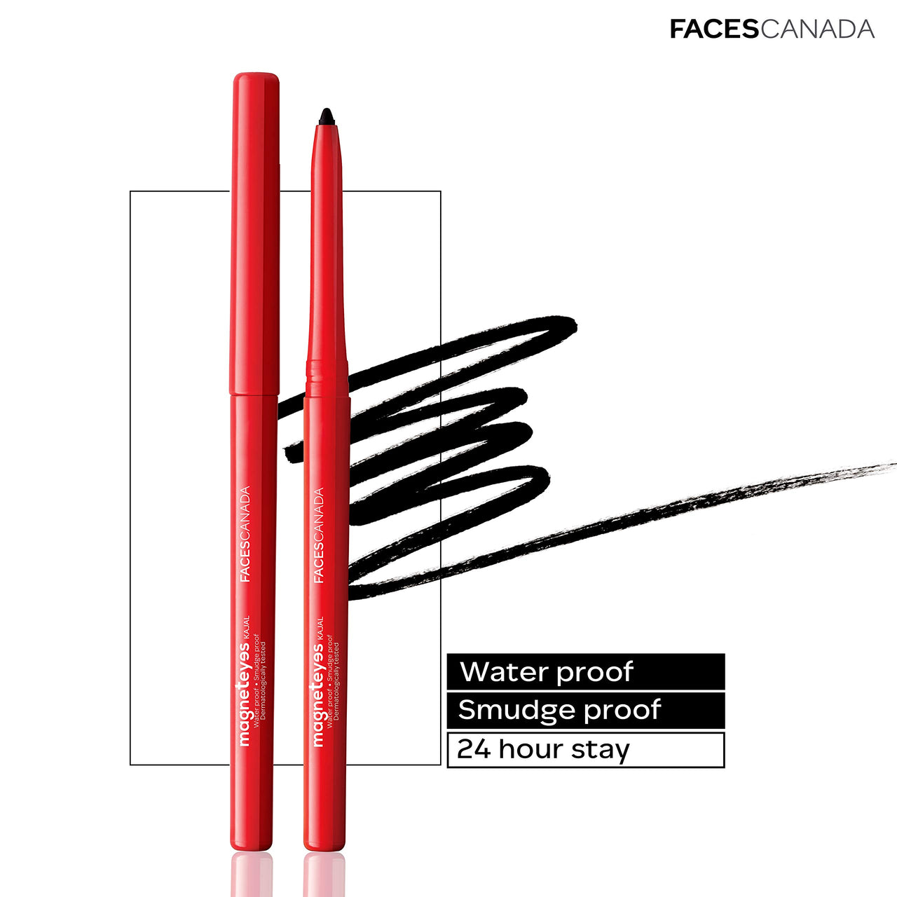 Faces Canada Weightless Stay Matte Compact Vitamin E & Shea Butter, Spf-20 Ivory 01, 9 g and Faces Magnet Eyes Kajal, 0.35g