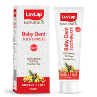 LuvLap Naturals 100% Natural Baby Toothpaste 100g, Bubble Fruit Flavour, SLS & Fluoride Free Kids Toothpaste, Removes Plaque, Prevents Bacteria, Ensures White Teeth, Neutral pH, 12M+(Pack of 2)