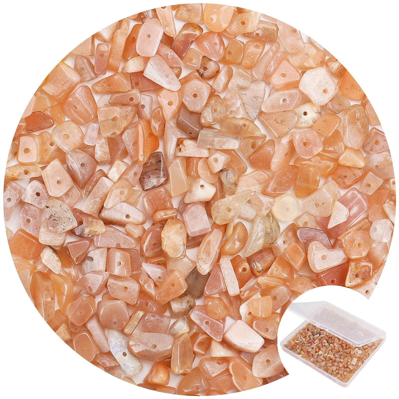 456 PCs Natural Chip Stone Beads, 5-8mm Irregular Multicolor Gemstones Loose Crystal Healing Sunstone Rocks with Hole for Jewelry Making DIY Crafts