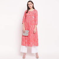 Vbuyz Women's  Floral Print Anarkali Cotton Kurti(VF-KU-591-592)