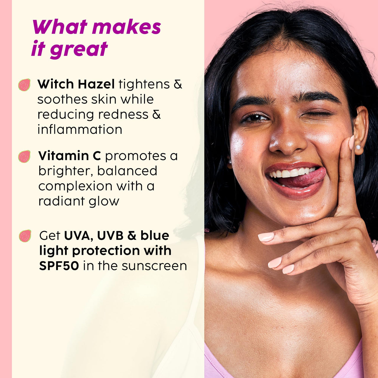 PLIX - THE PLANT FIX Guava & Roses Regime for Bright Skin & Balanced Skin pH| Hydrating Cleanser| 2-in-1 Toner Serum| Smoothie Moisturizer| Invisible Sunscreen Gel With SPF 50+ PA +++| For Men & Women| Pack of 4