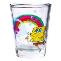 Silver Buffalo SpongeBob SquarePants Poses Floral Krabby Patty 4-Pack Mini Glass Set, 1.5 Ounces