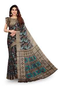MIRCHI FASHION Women's  Designer Chiffon Floral Prints Saree with Blouse Piece
