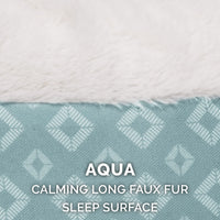 Furhaven Replacement Donut Dog Bed Cover Plush & Diamond Print Calming Cuddler, Machine Washable - Aqua, Medium Donut Bed (Cover Only) 30.0