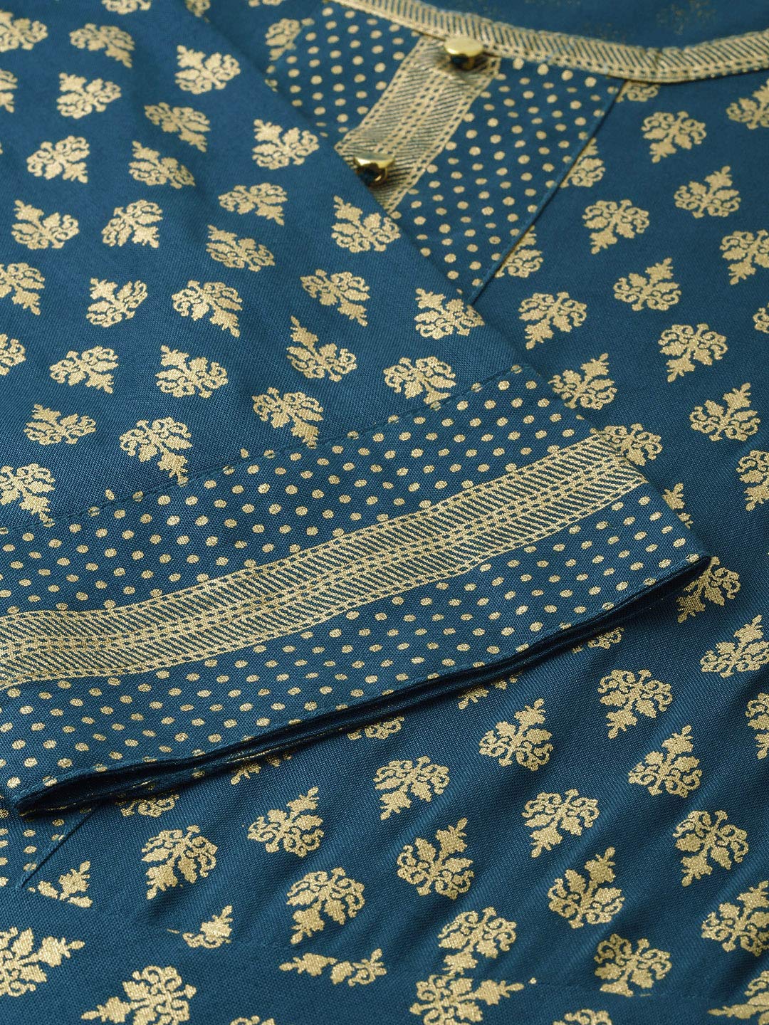 Yash Gallery Women's  Rayon Golden Buti Printed Anarkali Kurta