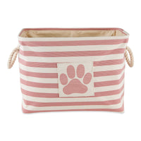 Bone Dry Pet Storage Collection Striped Paw Patch Bin, Small Rectangle, Rose