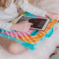 3C4G THREE CHEERS FOR GIRLS by Make It Real - Tie Dye Lap Desk - Laptop Desk with Tablet, Phone, or Device Holder - Lap Desk for Kids with Pillow Cushion