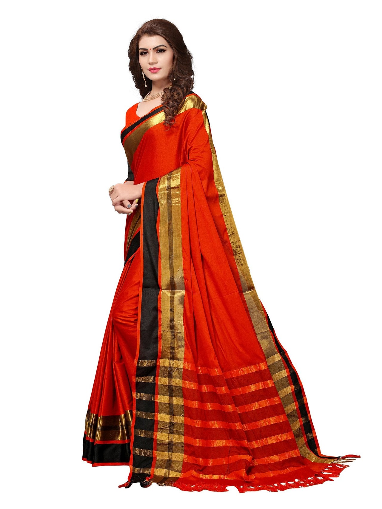 SAREE MALL Women's  Cotton Silk Saree with blouse piece (8AURA8001-parent)