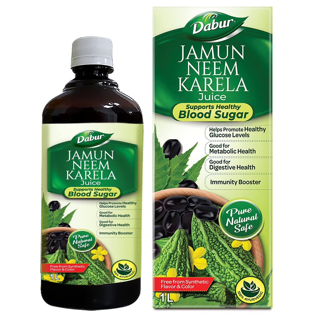 Dabur Jamun Neem Karela Juice - 1L | Helps Control Blood Sugar Level & Reduces Bad Cholesterol | Good for Metabolic & Digestive Health | Ayurvedic Health Juice For Diabetic Care