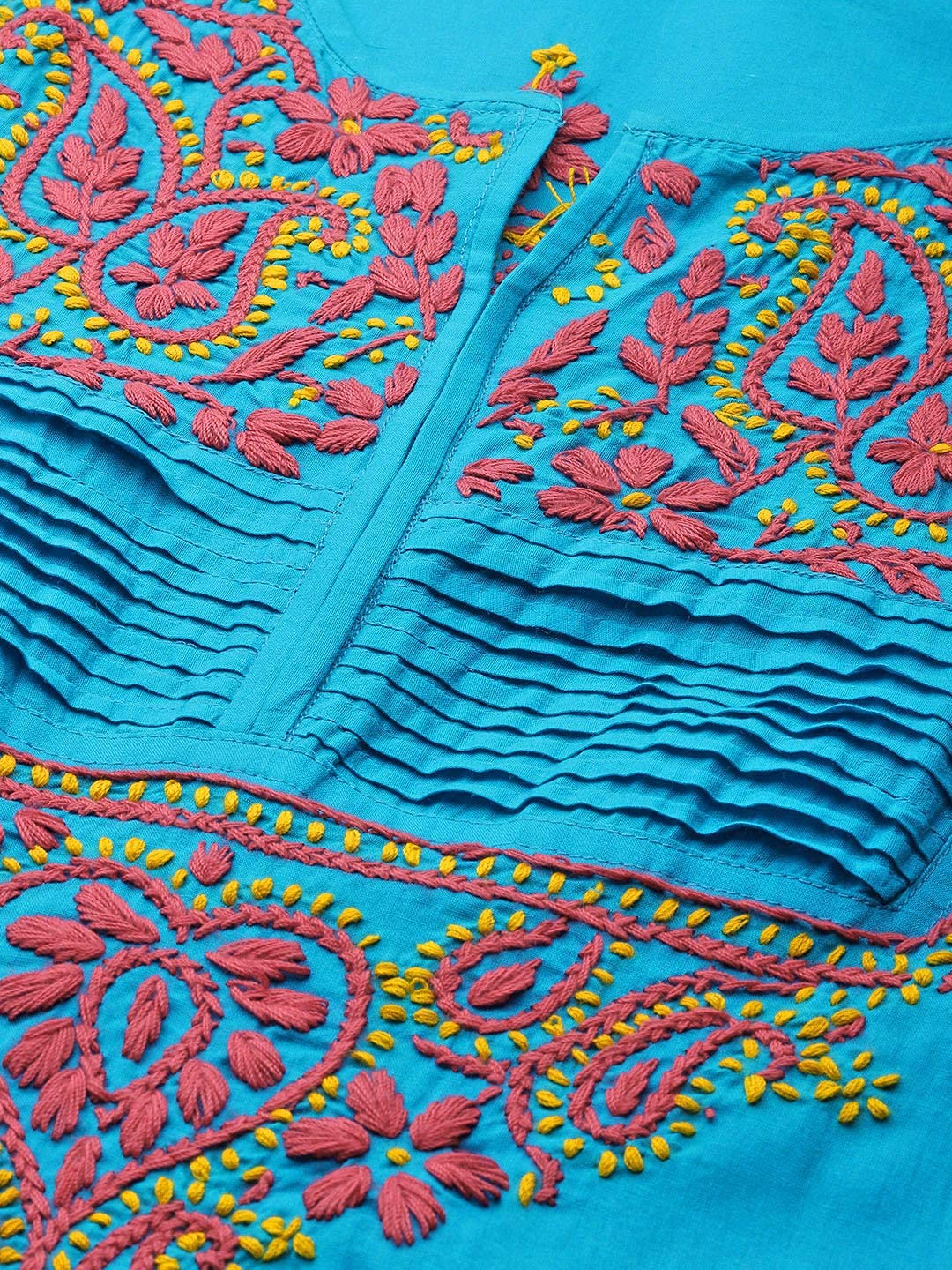 Ada Women's  Cotton Top Hand Embroidered Lucknowi Chikankari Tunic Kurti