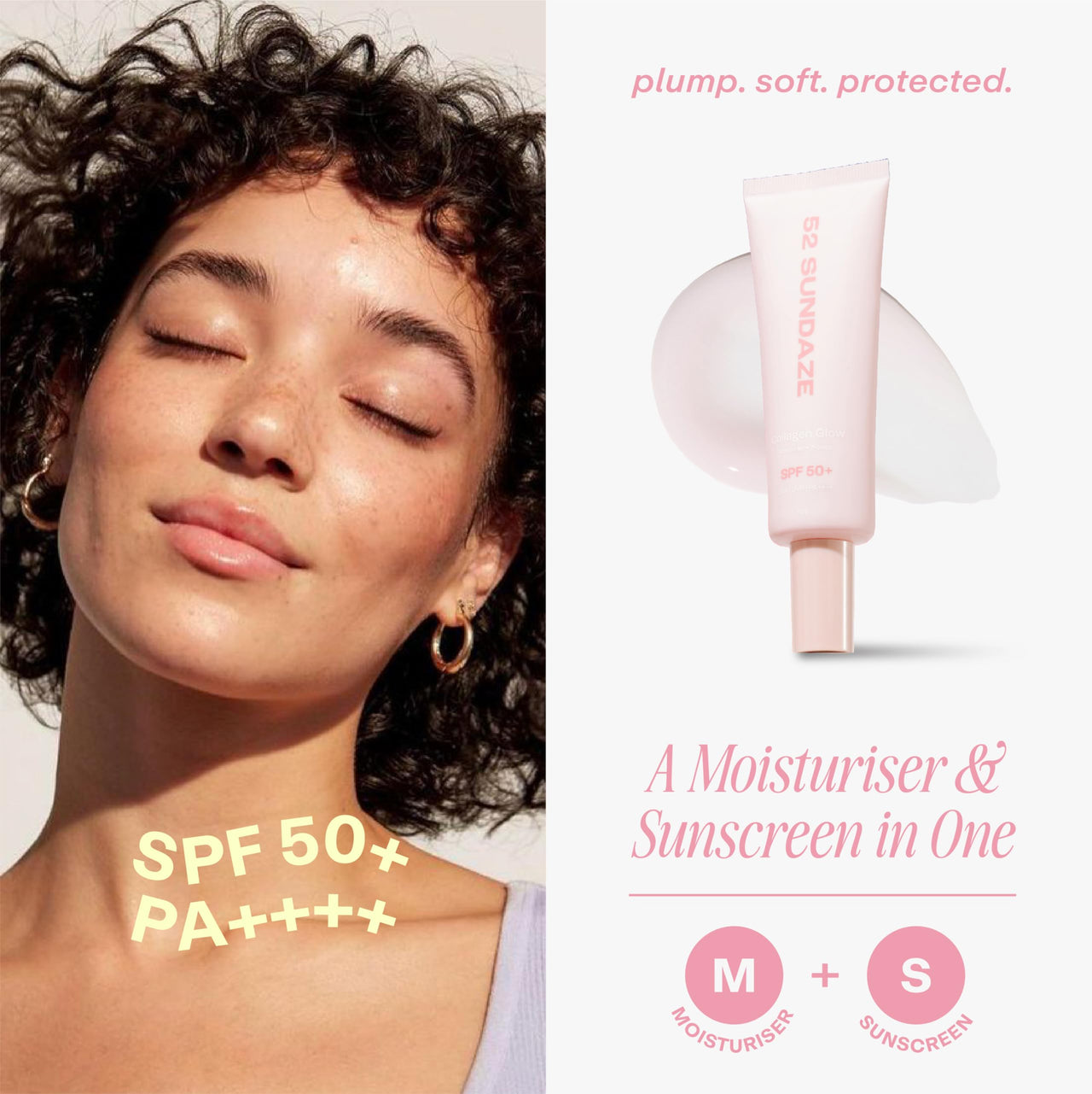 52 Sundaze Collagen Glow SPF50 Sunscreen Cream for Face | SPF 50+ PA++++ Sunscreen | Invisible Sun Screen | Broad Spectrum | For Oily & Dry Skin | No White Cast | Men & Women | 50 g