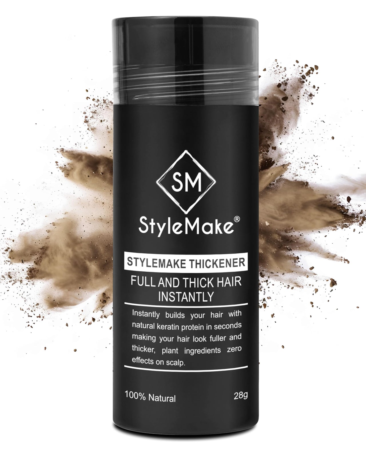 StyleMake Thickener Hair Loss Concealer | Transform Thin, And Fine Hair With Hair Building Fibre | Hair Building Fibers For Men And Women (Medium Brown) | Completely Undetectable, 28 Grams