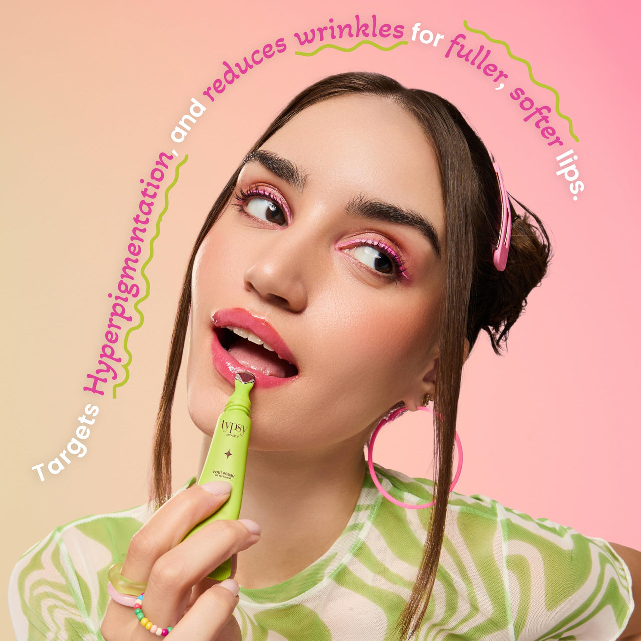 Typsy Beauty Pout Polish Lip Balm – Apple Martini | Green-to-Pink Color Changing Lip Balm with Peptides, Vitamin C & Collagen | Hydrates, Brightens & Plumps Lips | 8g