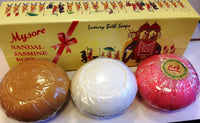 Mysore Sandal, Jasmine And Rose Soap, 450g (Pack Of 3) And Mysore Sandal Talc, 300g