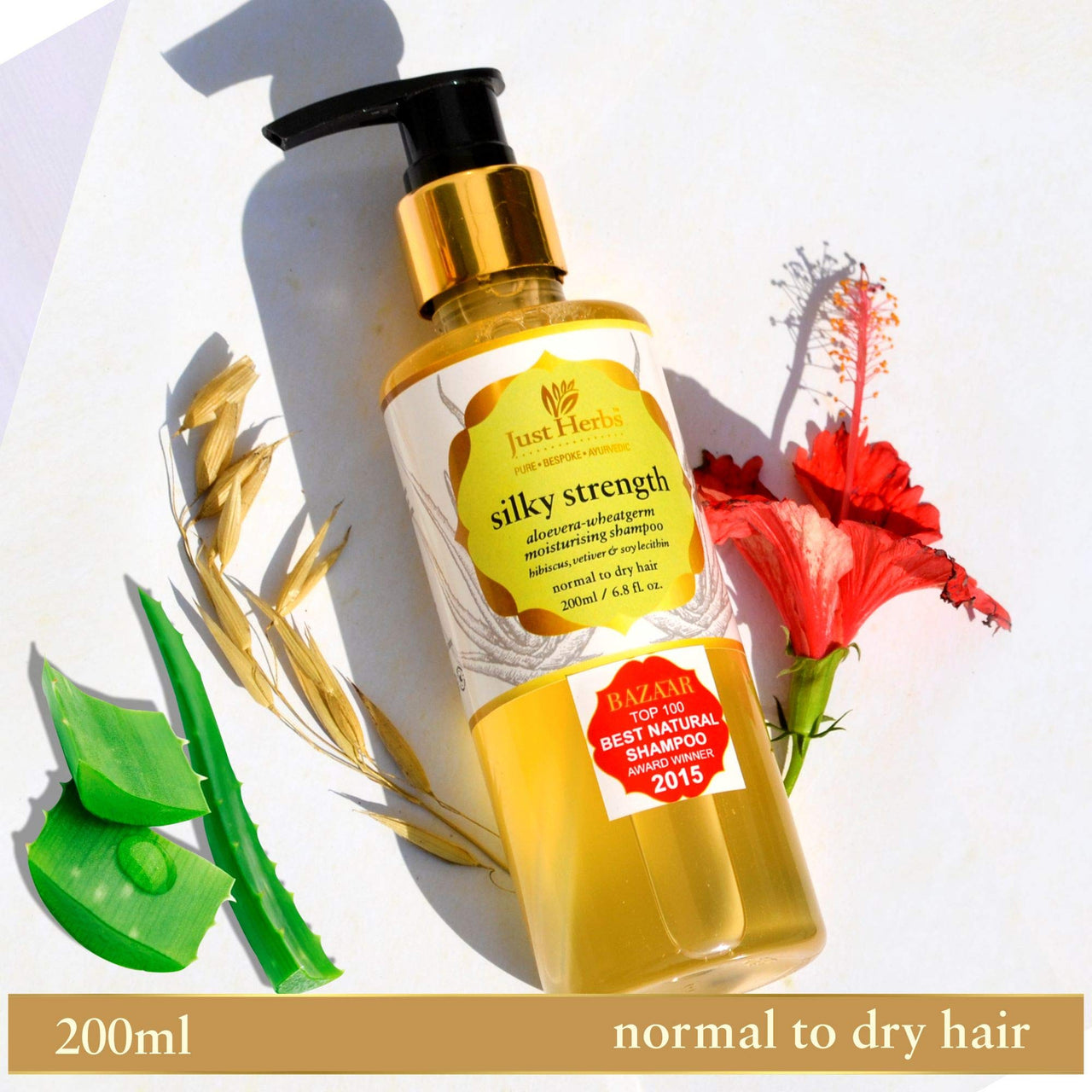Just Herbs Anti Hairfall Natural Aloe Vera All Hair Mask With Castor & Black Onion Seed- 200Gm & Ayurvedic Silky Strength Anti Dandruff & Hairfall Shampoo 200 Ml Combo,2 Count