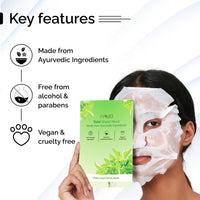 PYOURA Tulsi Healing Face Sheet Mask | Tulsi Extract, Refreshes Skin, Helps manage Fine Lines, Alcohol & Paraben-Free, For All Skin Types, Vegan & Cruelty-Free | Pack of 2, Each 23g