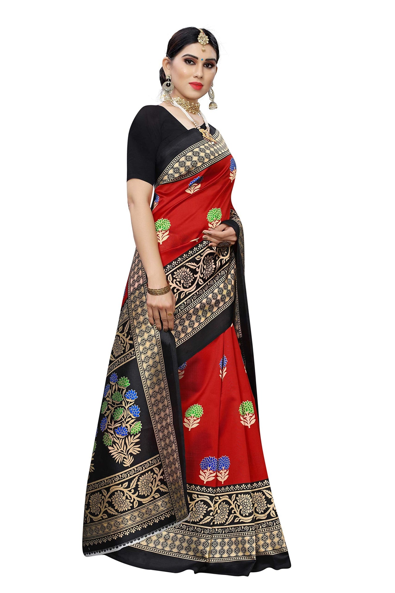 Tarshika Womens Art Silk Saree With Blouse Piece (PITTY_Free Size)