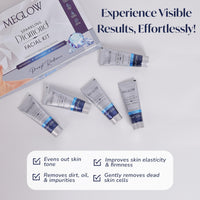 Meglow Beauty Combo for Women Pack of 3- Diamond Kit Facial Kit (105g) with with Complete 5 steps Facial System For Prompt Radiance || Gold Bleach Cream ((2)50g Each)