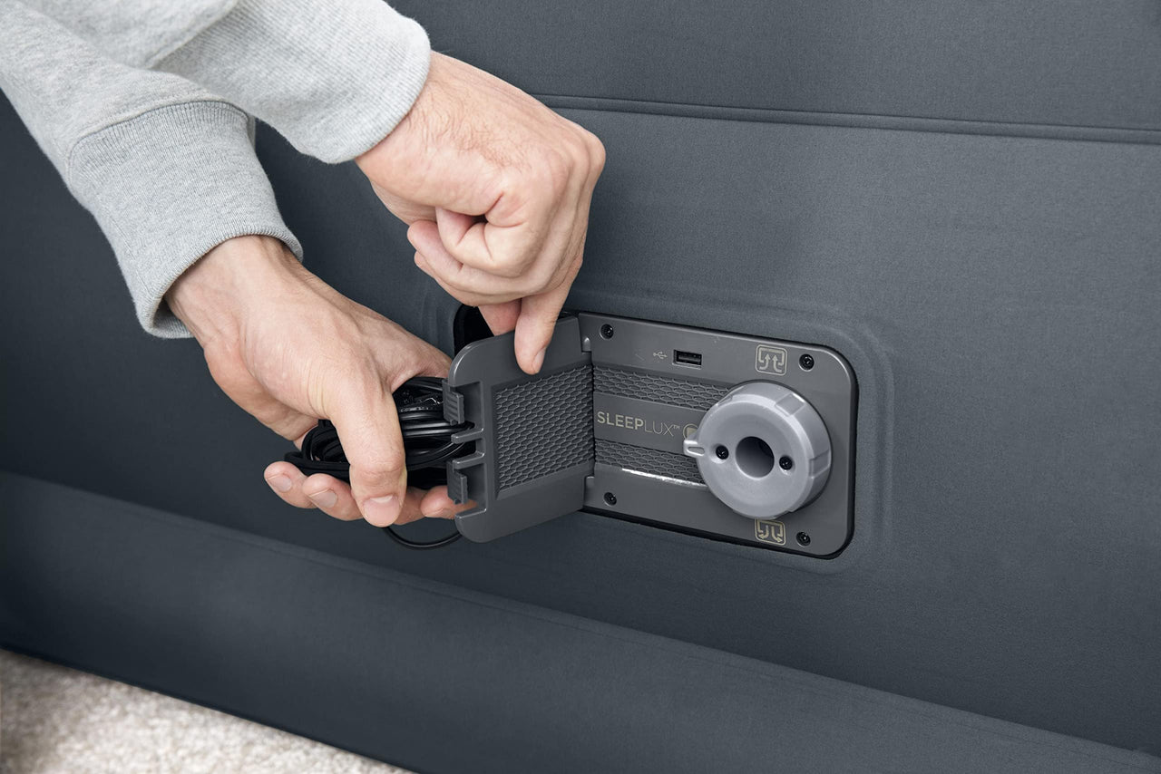 SleepLux Durable Inflatable Air Mattress with Built-in Pump, Pillow and USB Charger King 22"