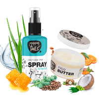 Wagging Tails 2 in 1 combo for pets|Paw Spray 100ml + Paw Butter 50Gm| Paw Spray for Dirty & Muddy Paws | Paw Butter for Heal & Repair Cracked Paws |Natural Grooming Combo for Dogs, Cats & Puppies Paw