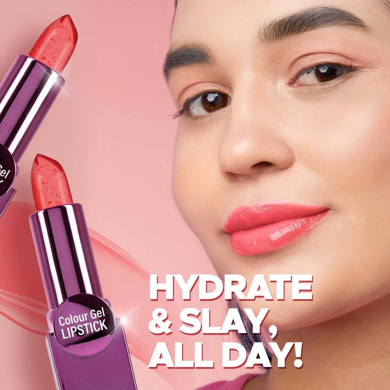 Hilary Rhoda Colour Gel Lipstick | Super Hydrating | Soft Formulation for Delicate Lips | Semi_Glossy Finish | PH Colour-Changing & Highly Pigmented Lipstick | 3.6g (Shade-3)