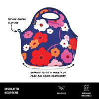 BUILT Gourmet Getaway Soft Neoprene Lunch Tote Bag Lightweight, Insulated and Reusable, One Size, Wild Lavender Lily