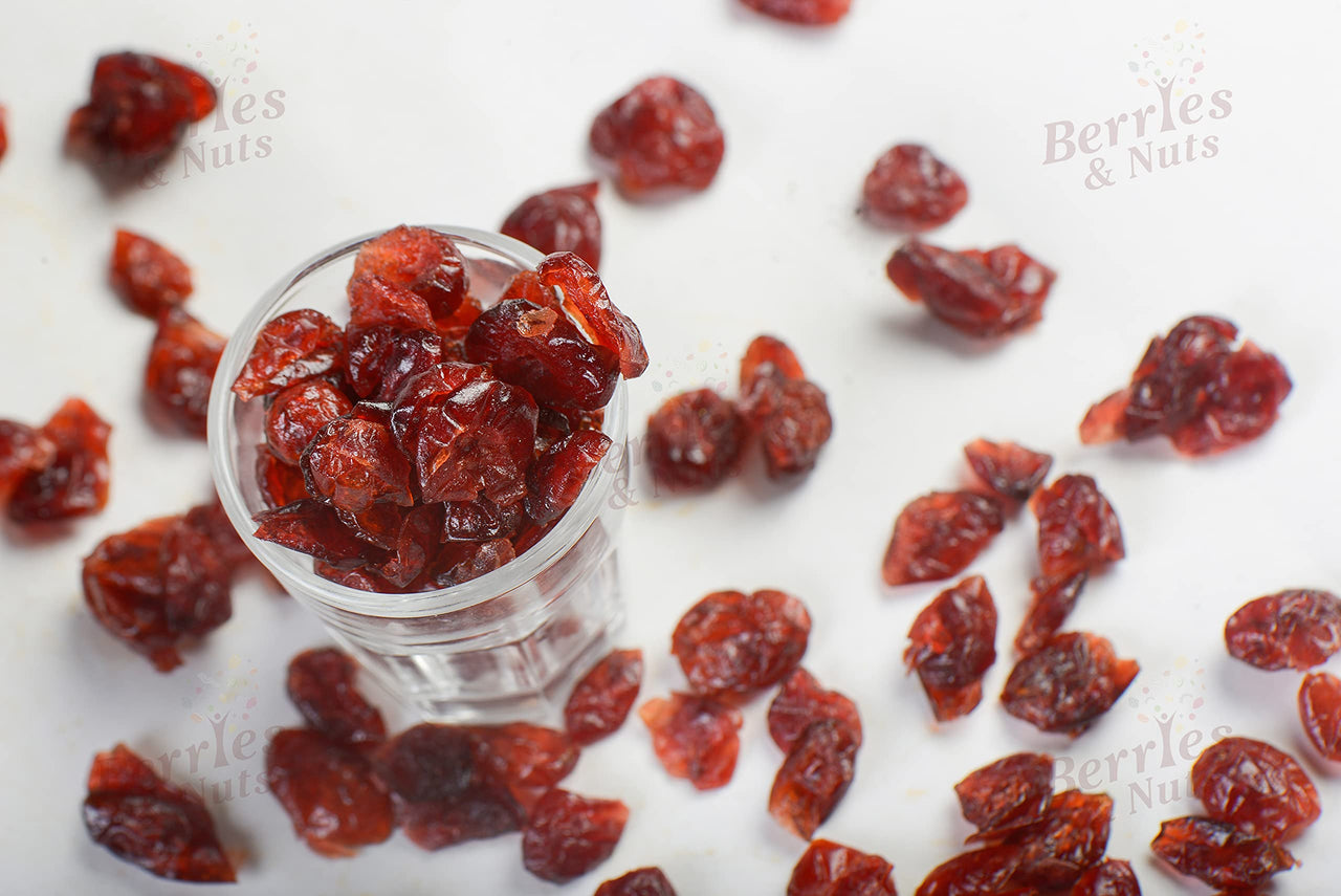 Berries And Nuts Premium Whole Dried Cranberries 1 Kg| Antioxidant Rich, Dietary Fiber, No Gluten, Immunity Booster | 5 Pack of 200 Grams