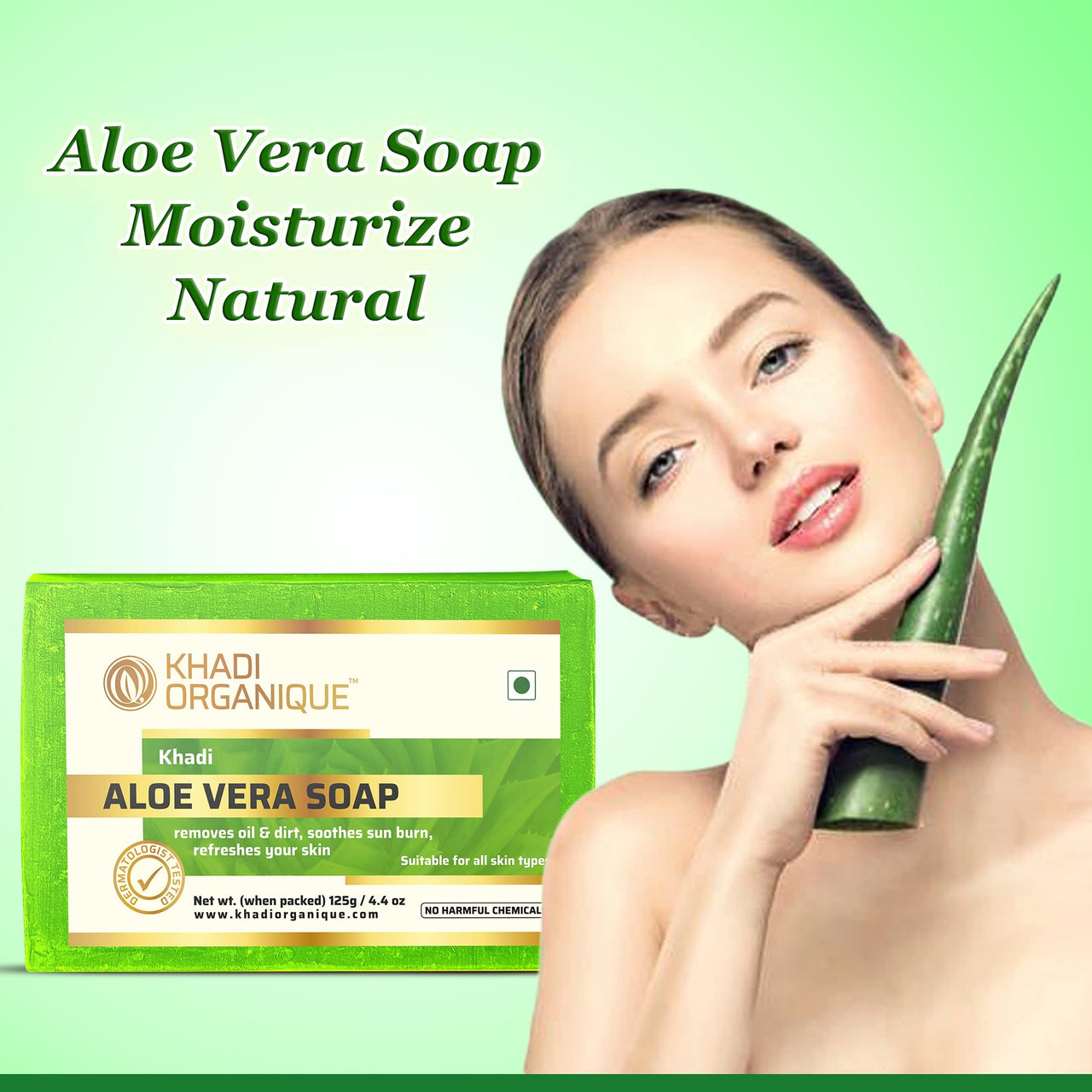 Khadi Organique Pure Natural & Herbal Handmade Aloe vera Soap Combo Kit Pack of 4 500gm