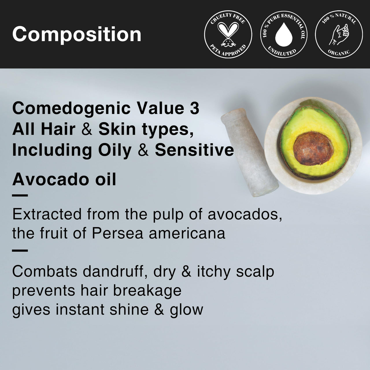 Soulflower Avocado Hair Oil for Hair Growth, Reduce Dandruff, flexible Hair & Prevent Breakage, Moisturizer for Acne & Anti Aging | 100% Pure, Natural and Cold-Pressed, 30ml (Pack of 1)