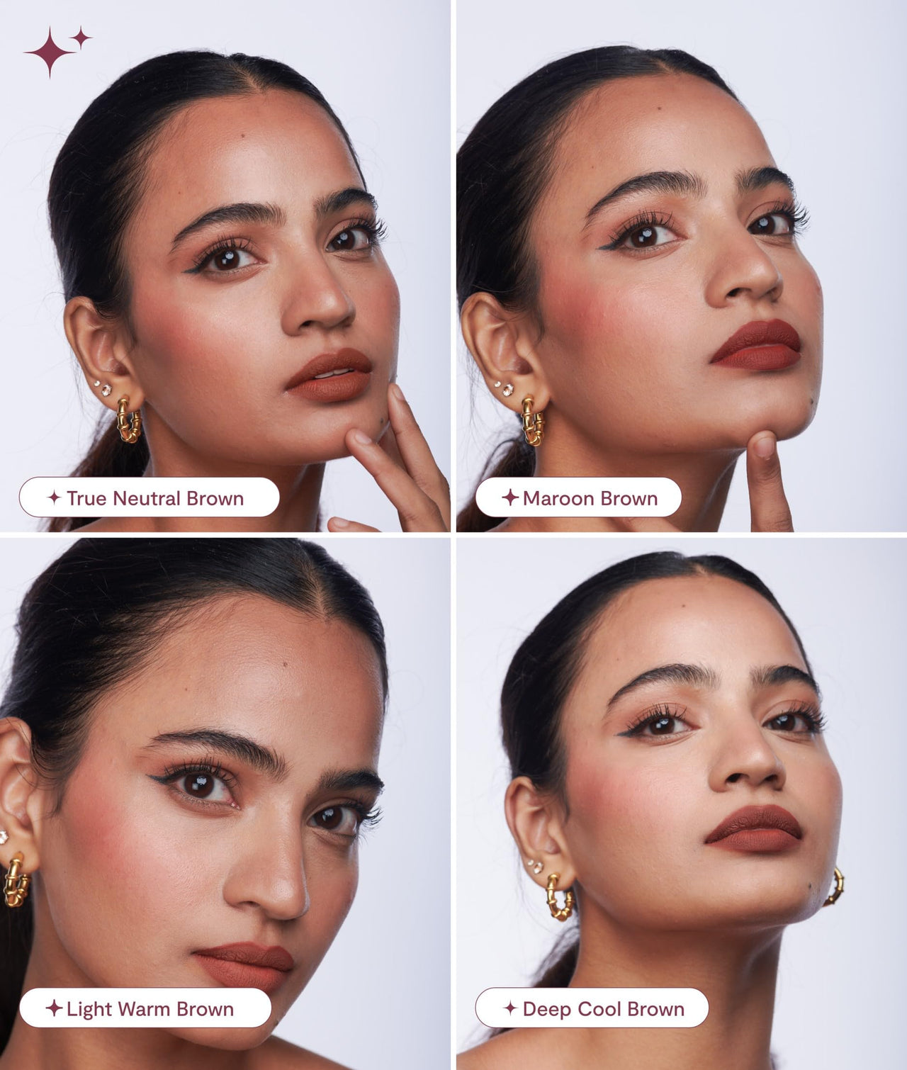 Gush 4 In 1 Matte Liquid Lipstick, Waterproof & Smudgeproof, Non Sticky & Non Drying, Highly Pigmented, Long Lasting Hydrating Formula With Shea Butter & Jojoba Oil To Prevent Dryness (Brown-8.4ml)