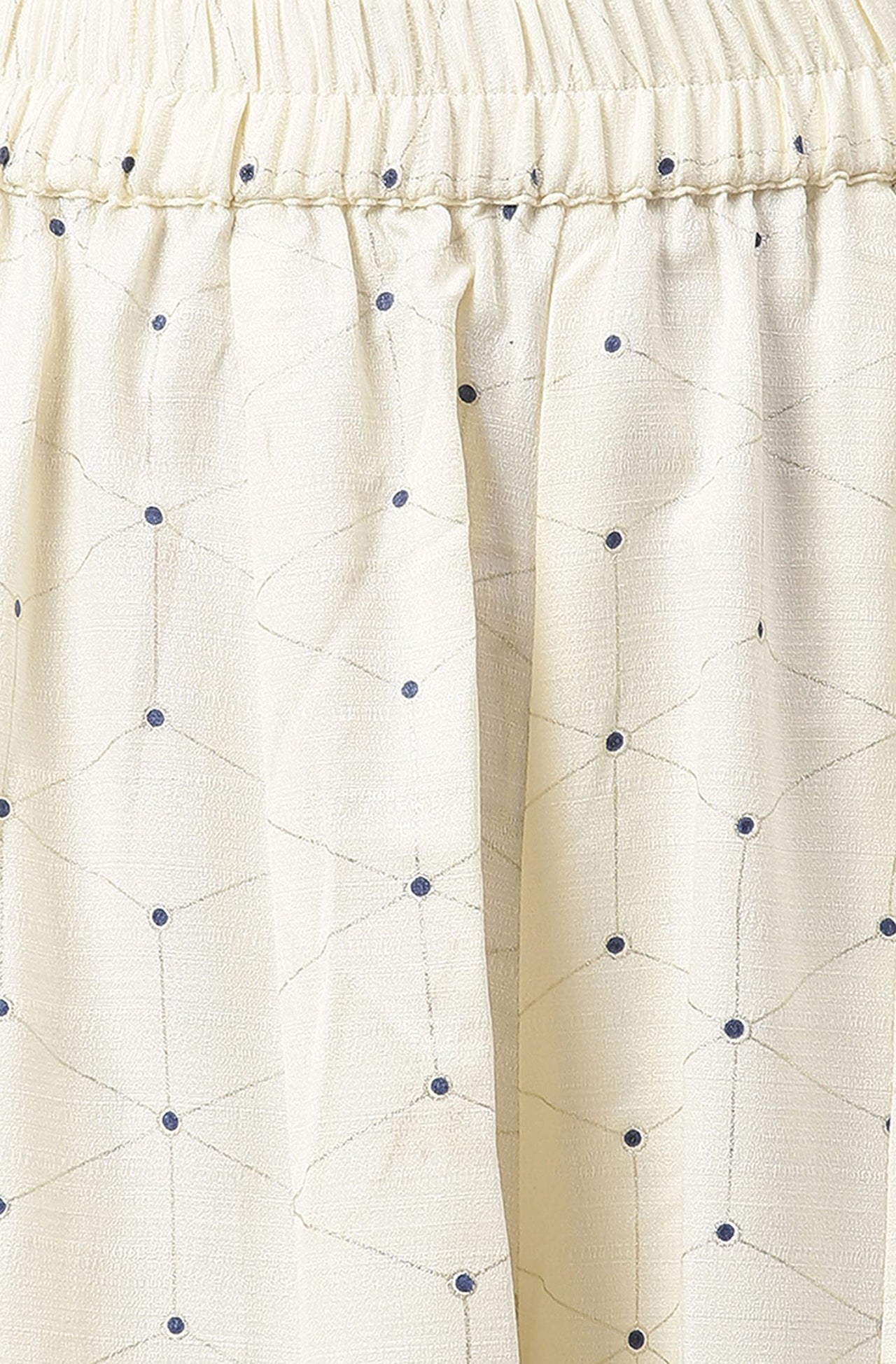 Janasya Women's  Off- White and Silver Poly Silk Kurta With Palazzo and Dupatta