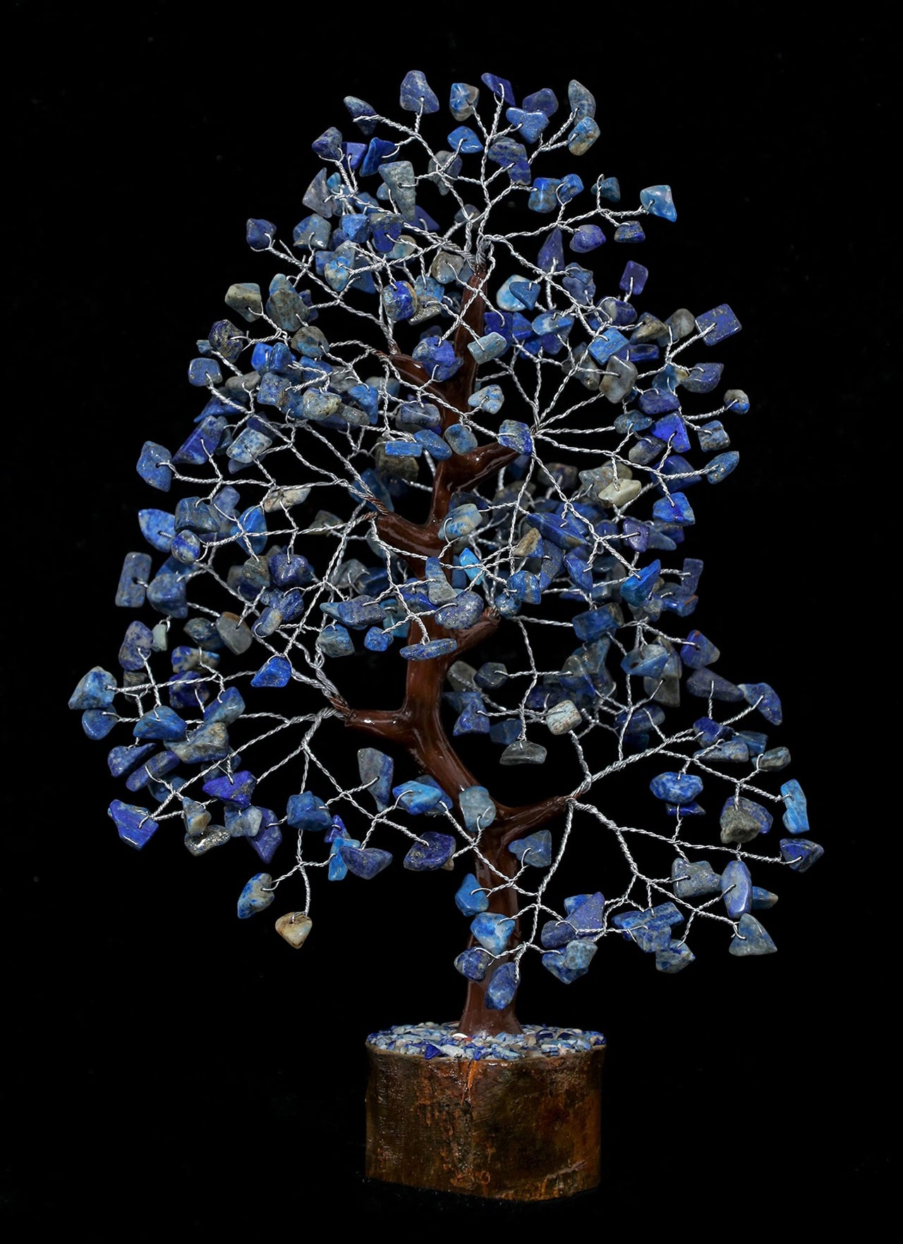 Lapis Lazuli Chakra Tree of Life - Crystal Tree for Positive Energy, Feng Shui Decor - Gemstone Money Bonsai Tree, Good Luck Healing Crystals - Blue Meditation Stones, Spiritual Unique Gift 10-12"