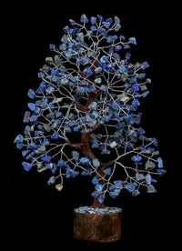 Lapis Lazuli Chakra Tree of Life - Crystal Tree for Positive Energy, Feng Shui Decor - Gemstone Money Bonsai Tree, Good Luck Healing Crystals - Blue Meditation Stones, Spiritual Unique Gift 10-12